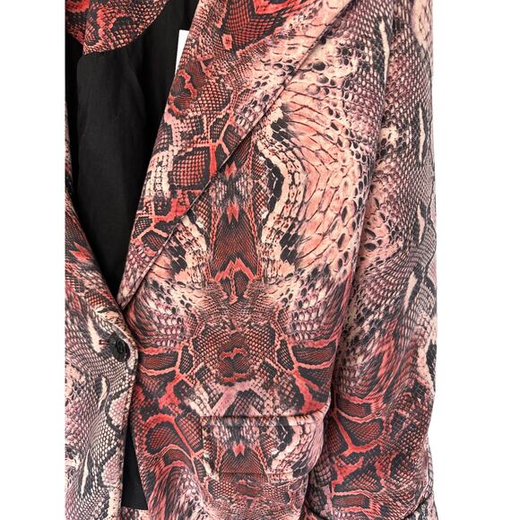 House of Sunny Pink Python Snake Print Oversized Slouchy Jacket Blazer Size 2 - Picture 6 of 12